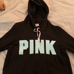 Women Large VS Pink black crop hoodie